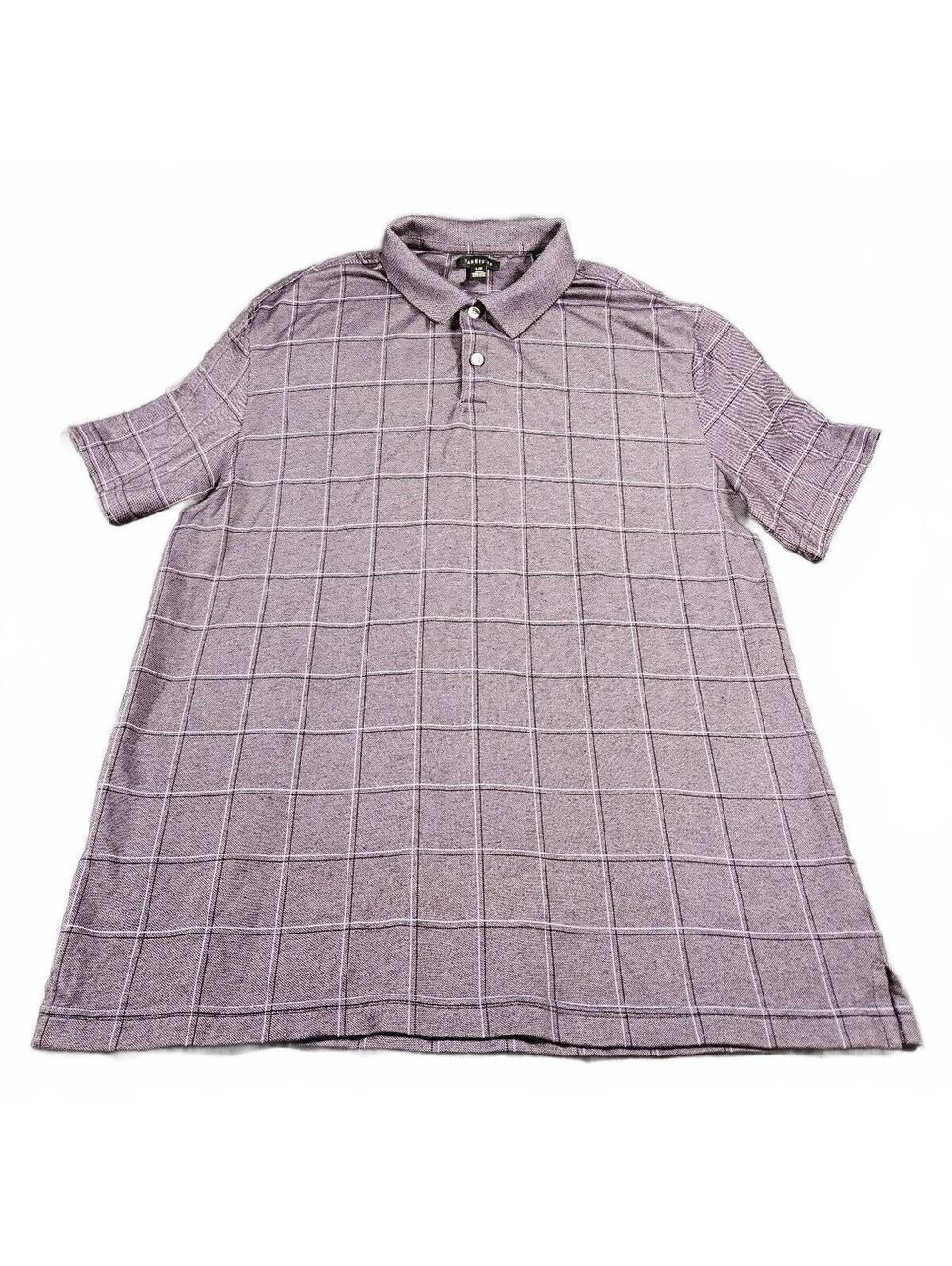 Van Heusen Men's Purple Windowpane Polo Shirt, Size L.